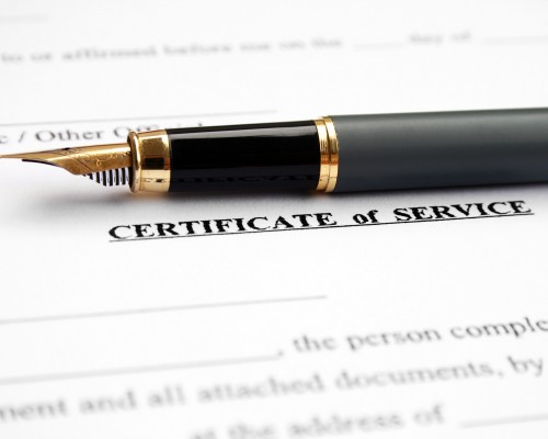 Certificate of service